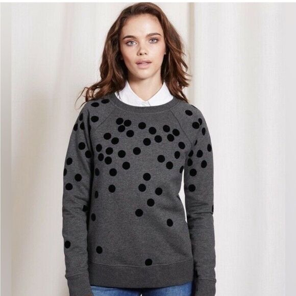 Boden Charcoal Gray/Black Polka Dot Crewneck Sweater Women’s Size Small - Picture 1 of 16